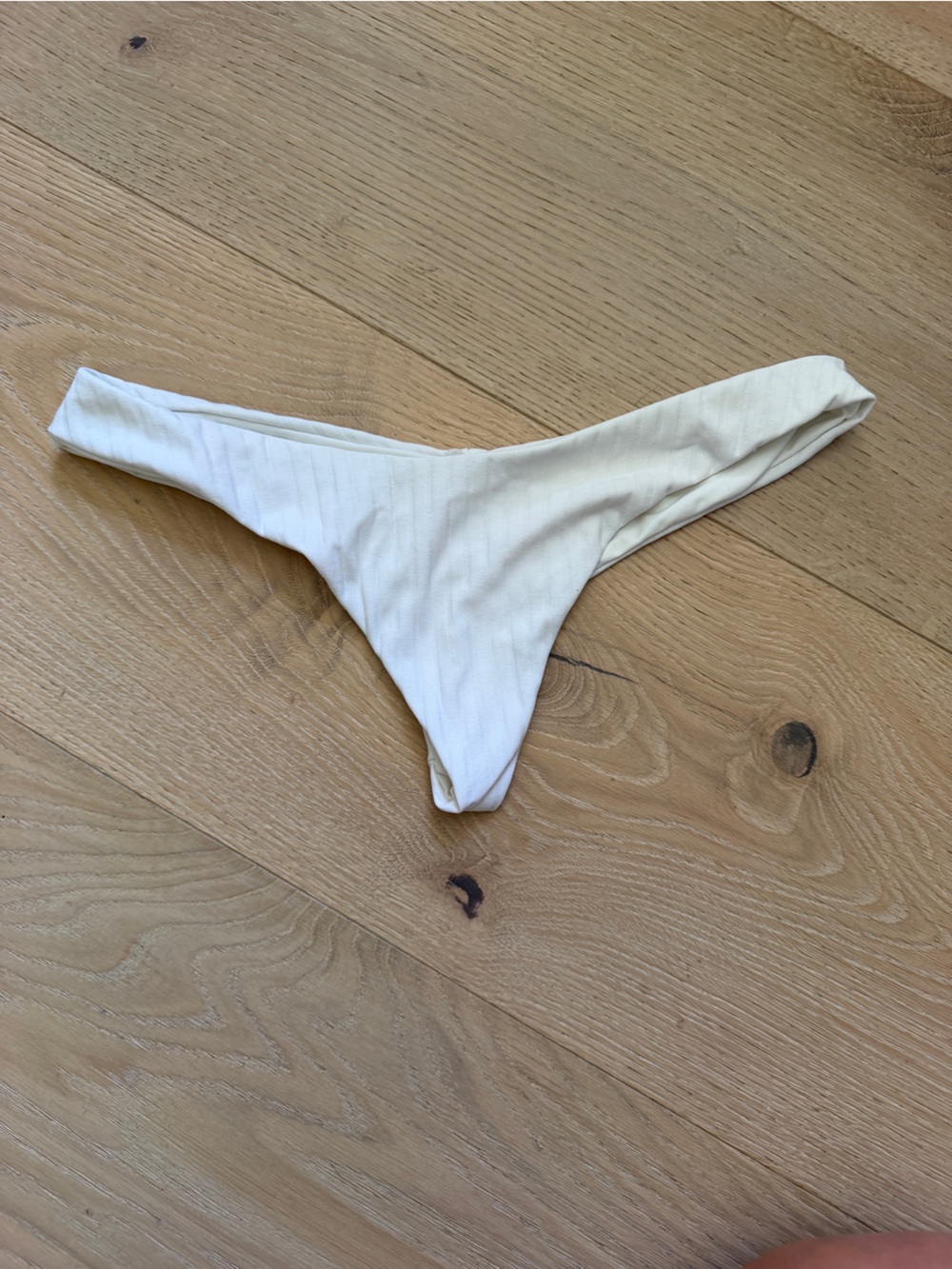 White Ribbed Bikini Bottom - - Picture 1 of 5